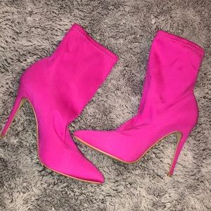 Hot pink ankle booties